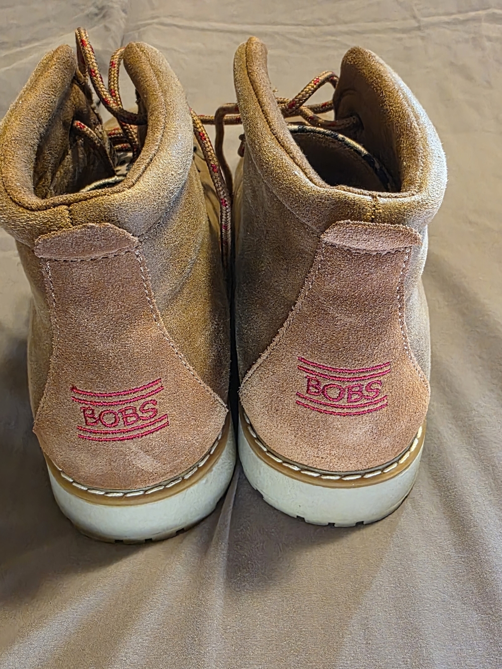 Skechers Tan Suede Lace-Up Boots with Leopard-Print Tongue - Picture 3 of 6